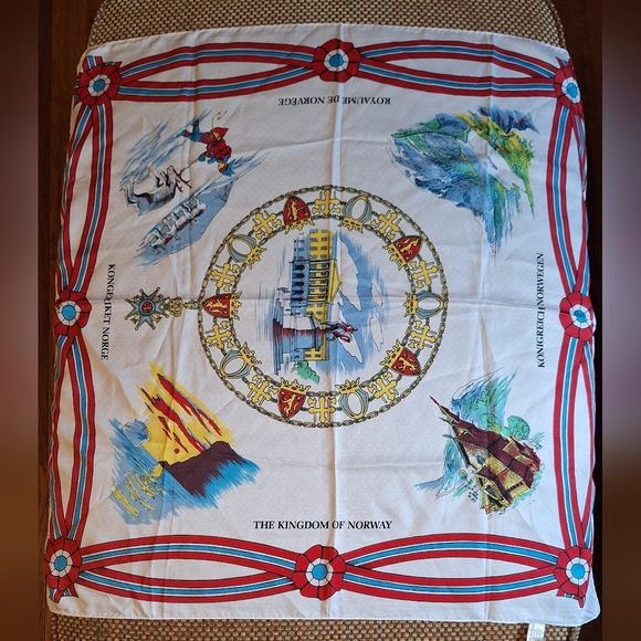 Hans Stub Accessories - Norwegian Themed Souvenir Scarf By Hans Stub Collection with Red & Blue Accents